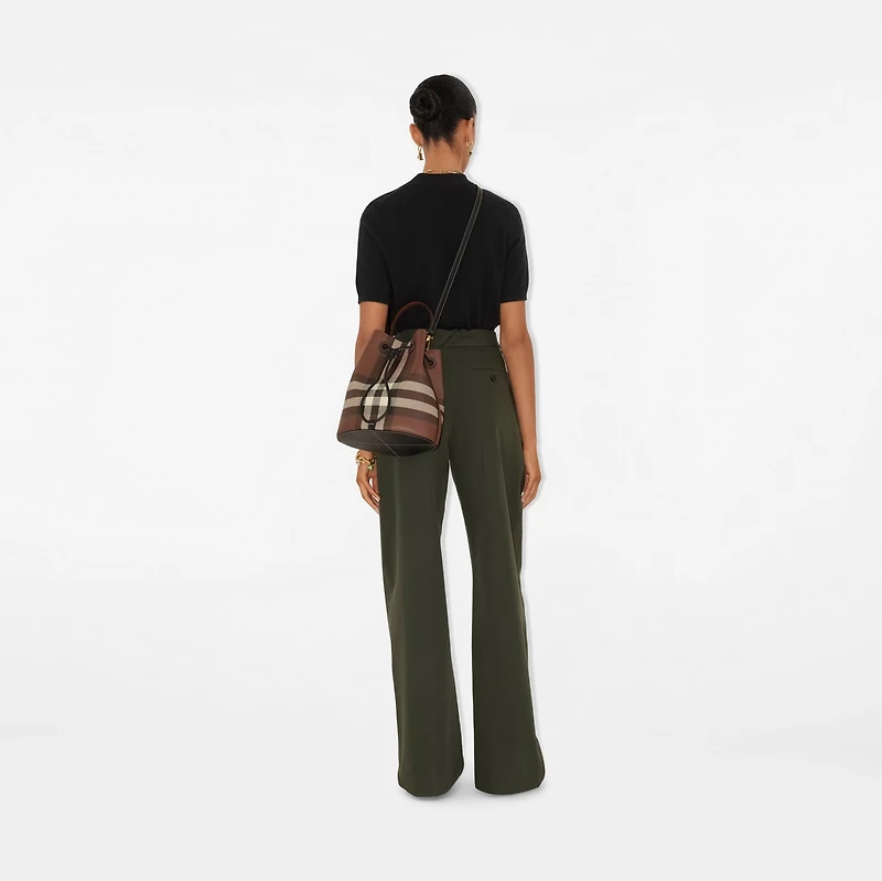 Small Check Bucket Bag in Dark birch brown - Women | Burberry® Official