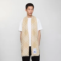 Wide Check Wool Silk Scarf in Sand/ecru | Burberry® Official