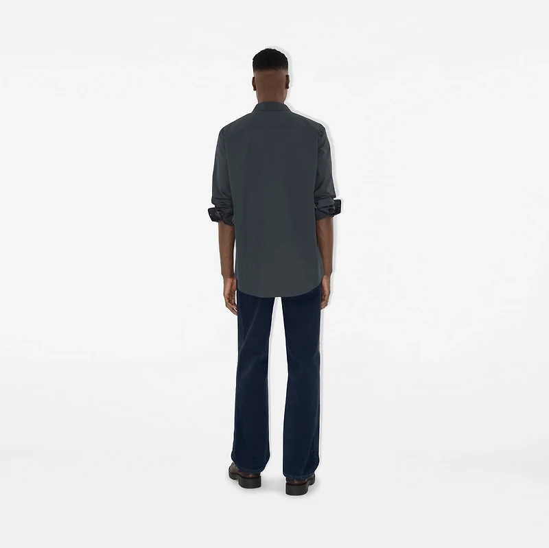 Slim Fit Cotton Shirt in Indigo - Men | Burberry® Official
