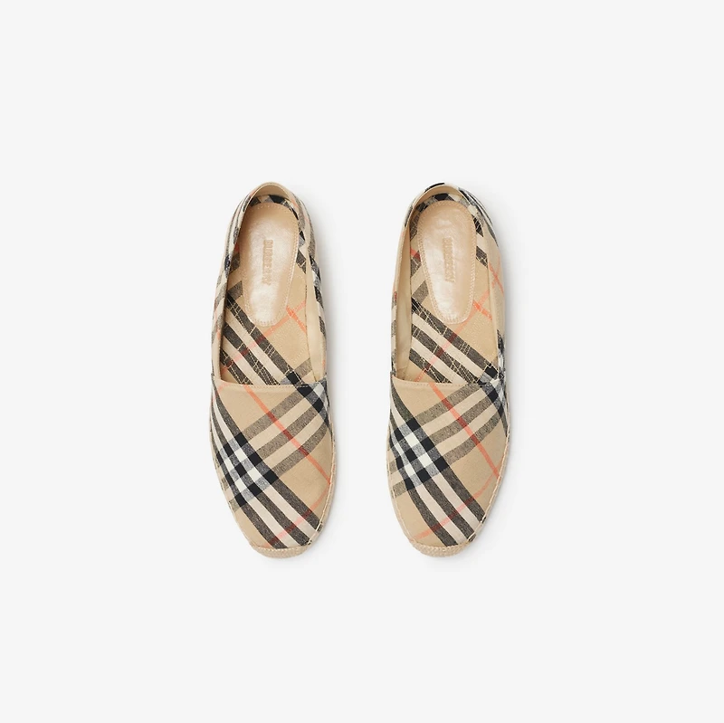 Check Mews Espadrilles​ in Sand - Women, Linen | Burberry® Official