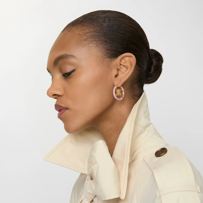 EKD Pavé Hoop Earrings in Gold/pink - Women | Burberry® Official