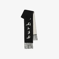 Reversible Logo Alpaca Wool Blend Scarf in Black | Burberry® Official