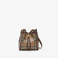 Mini Check Bucket Bag in Archive beige - Women, Cotton | Burberry® Official