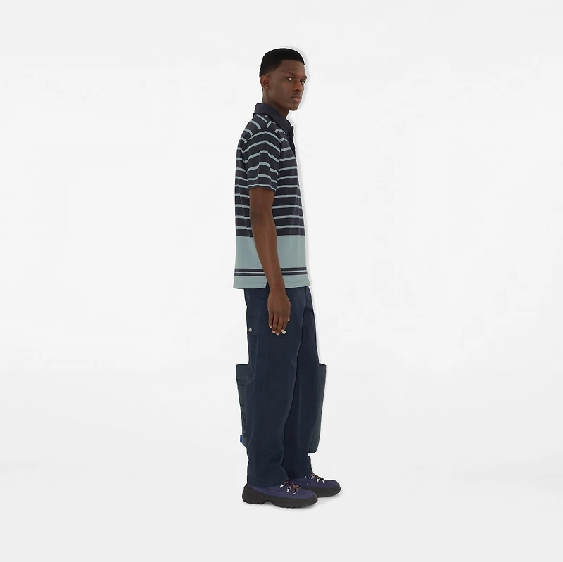 Striped Cotton Polo Shirt in Index blue - Men | Burberry® Official