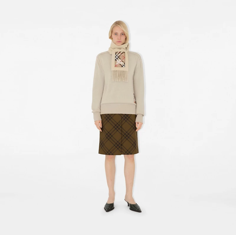 Check Label Cashmere Scarf in Nutmeg | Burberry® Official