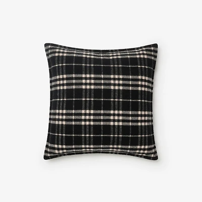 Check Wool Cashmere Cushion in Black/calico | Burberry® Official