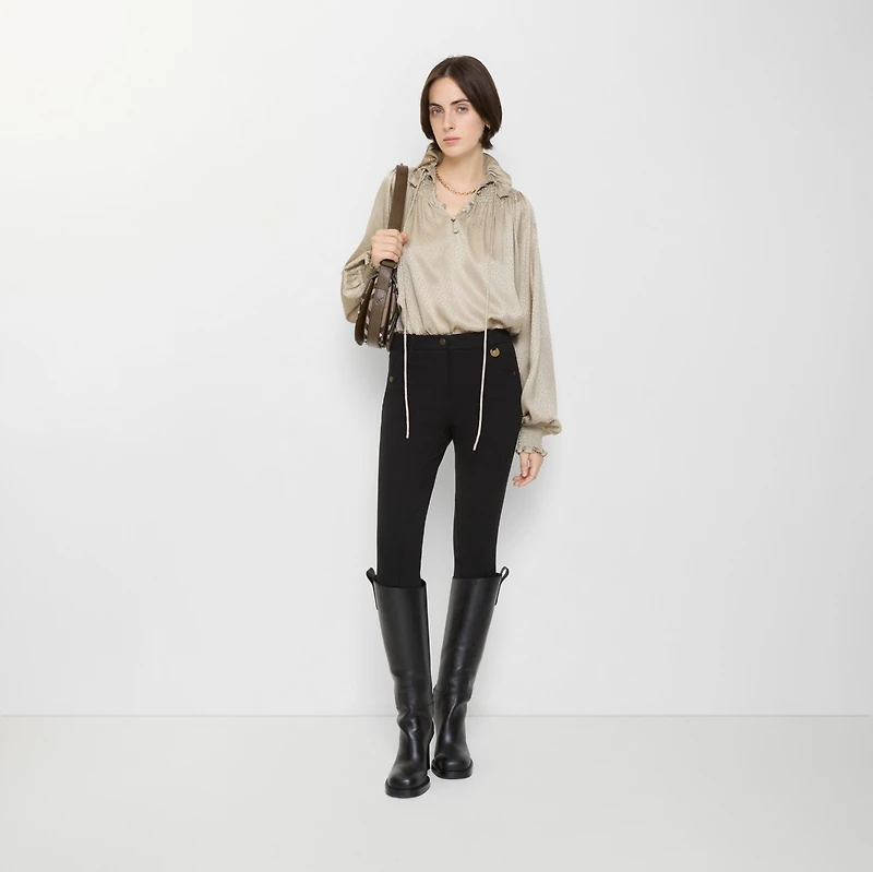 Herringbone Stretch Cotton Jodhpurs in Black - Women | Burberry® Official