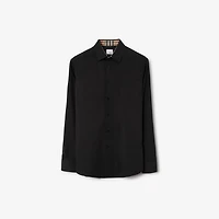 Slim Fit Stretch Cotton Shirt in Black