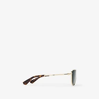 Metal Logo Square Sunglasses in Shiny gold | Burberry® Official