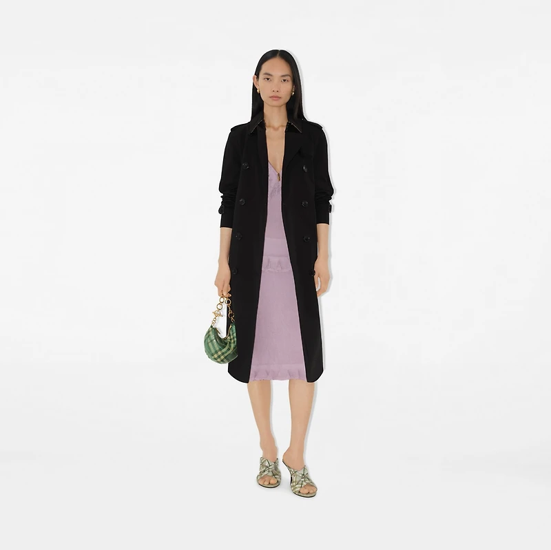Long Kensington Heritage Trench Coat in Black - Women, Cotton Gabardine | Burberry® Official