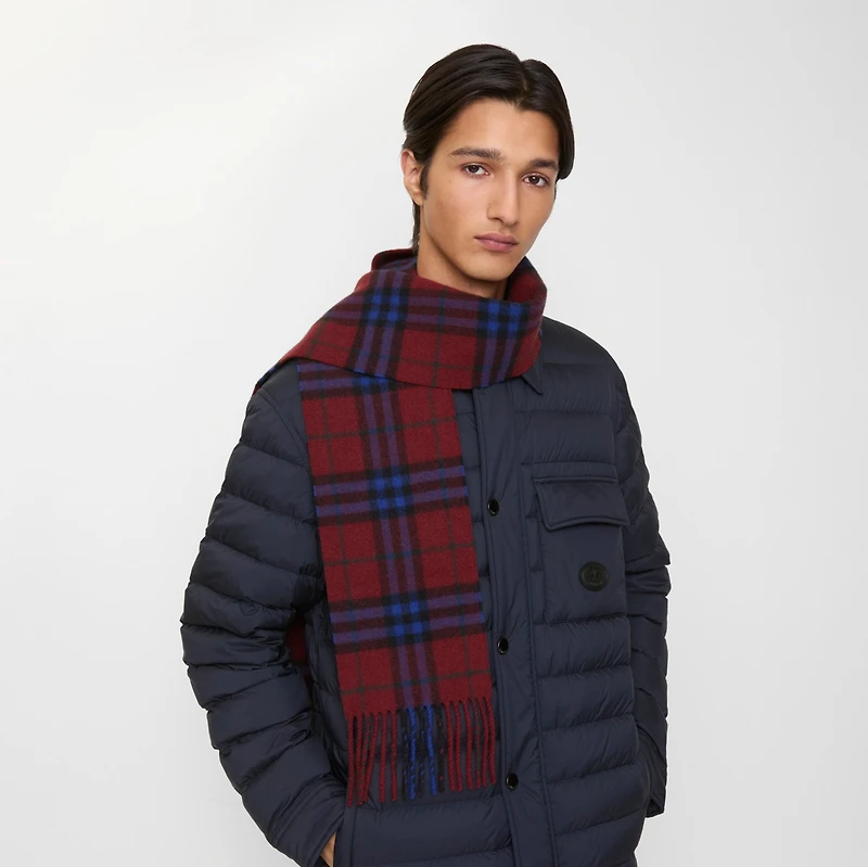 Narrow Check Cashmere Scarf in Sash red | Burberry® Official