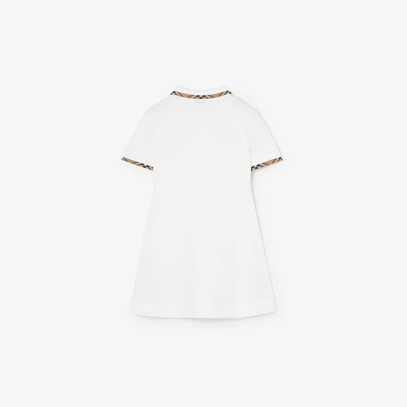 Check Trim Cotton Polo Shirt Dress in White | Burberry® Official