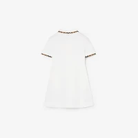 Check Trim Cotton Polo Shirt Dress in White | Burberry® Official