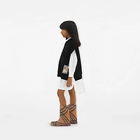 Check Label Wool Blend Cape in Black | Burberry® Official