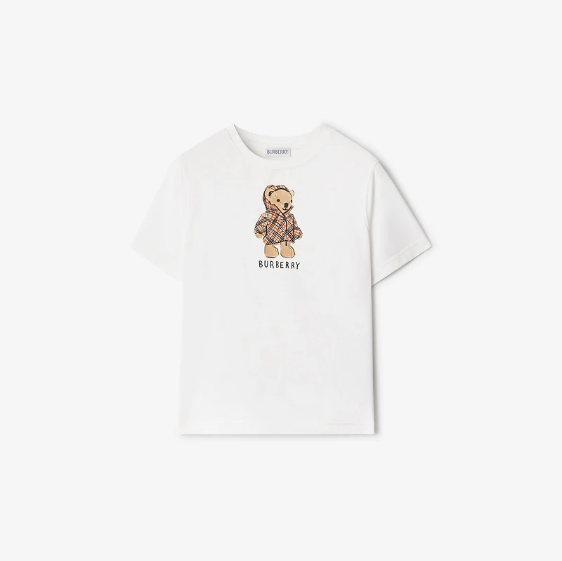 Puffer Bear Cotton T-shirt in White | Burberry® Official
