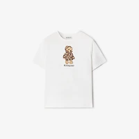 Puffer Bear Cotton T-shirt in White | Burberry® Official