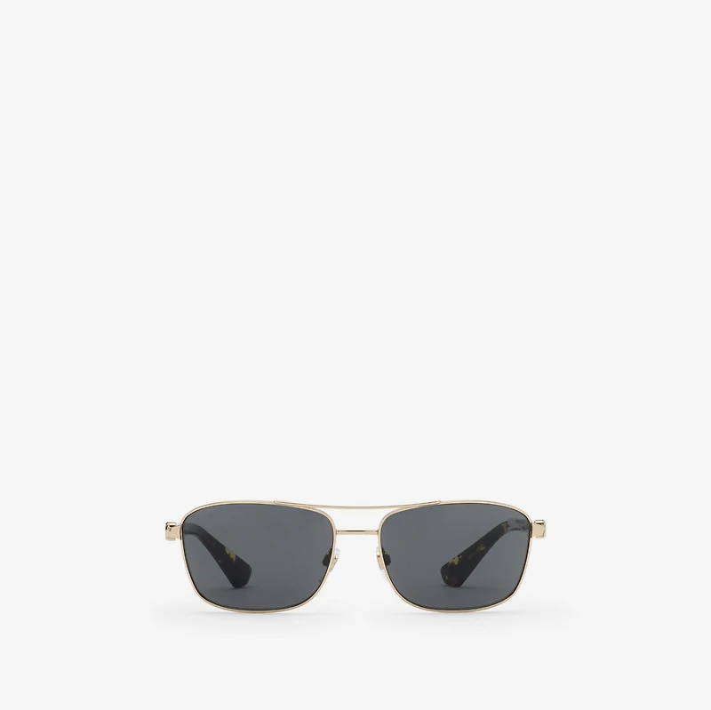 Metal Shield Rectangular Sunglasses in Gold