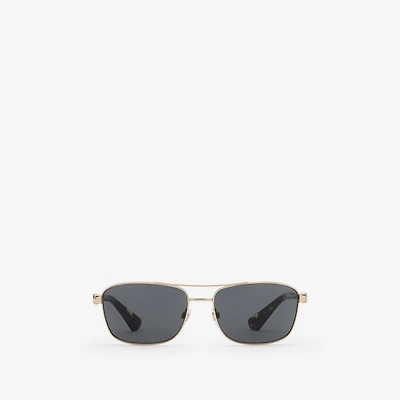 Metal Shield Rectangular Sunglasses​ in Gold