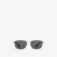 Metal Shield Rectangular Sunglasses​ in Gold