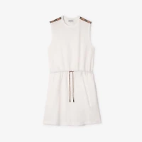 Check Trim Cotton Jersey Dress in Chalk white - Women | Burberry® Official