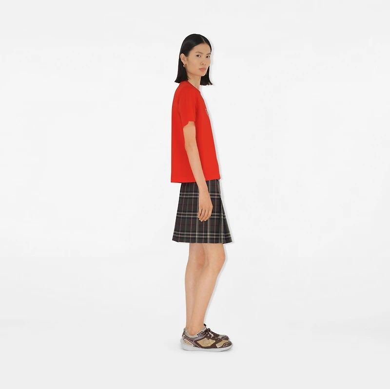 Heart Logo Cotton T-shirt in Tulip red - Women | Burberry® Official