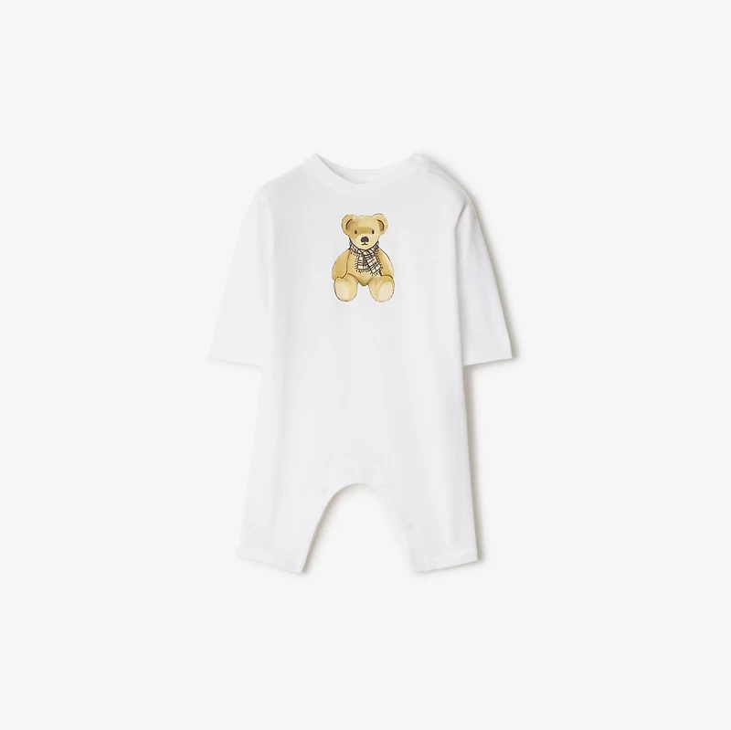 Thomas Bear Cotton Jumpsuit in White - Children | Burberry® Official