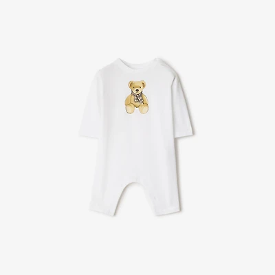 Thomas Bear Cotton Jumpsuit in White - Children | Burberry® Official