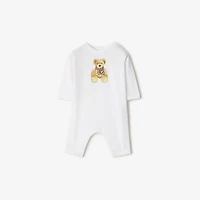 Thomas Bear Cotton Jumpsuit in White - Children | Burberry® Official