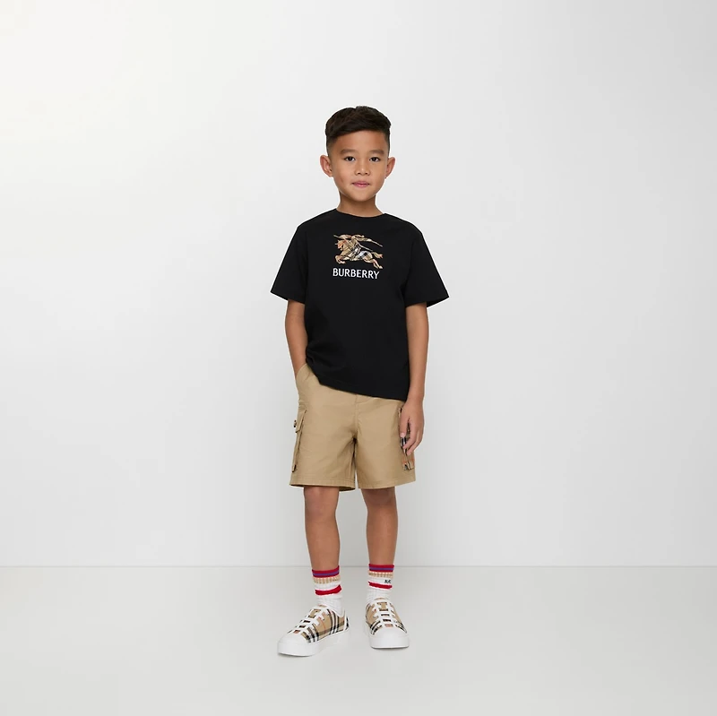 EKD Check Cotton T-shirt in Black | Burberry® Official