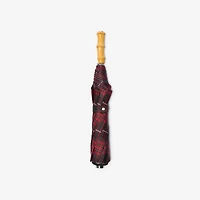 Check Folding Umbrella in Black/poppy red | Burberry® Official