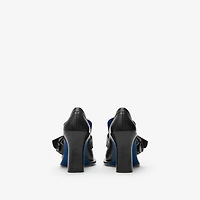 Leather London Shield High Heeled Loafers in Black - Women | Burberry® Official