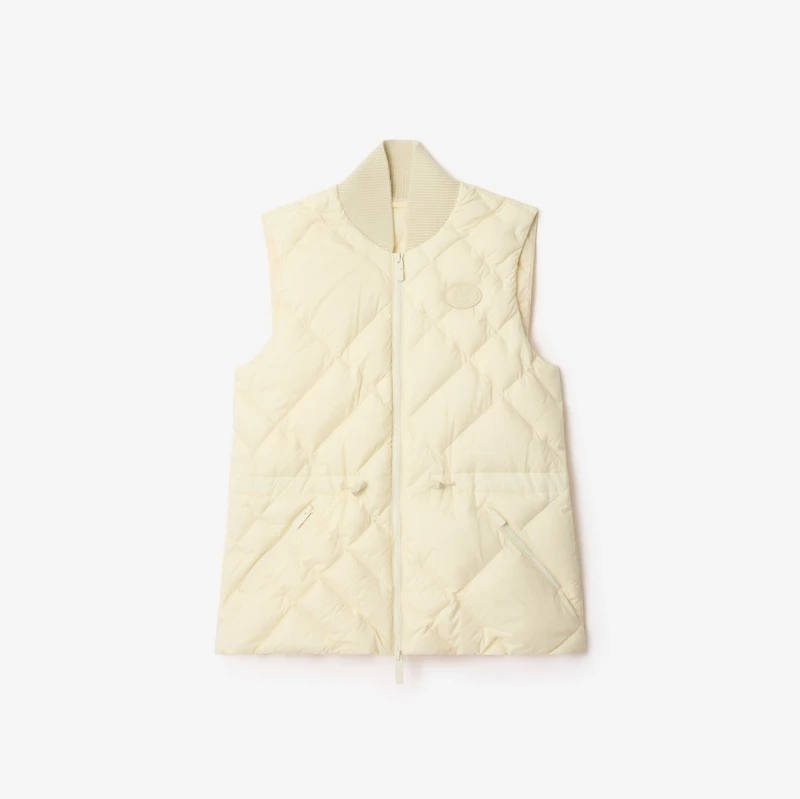 Check-stitch Nylon Gilet in Ceramic white - Women | Burberry® Official