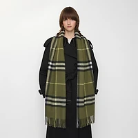 Wide Check Cashmere Scarf in Pea green | Burberry® Official