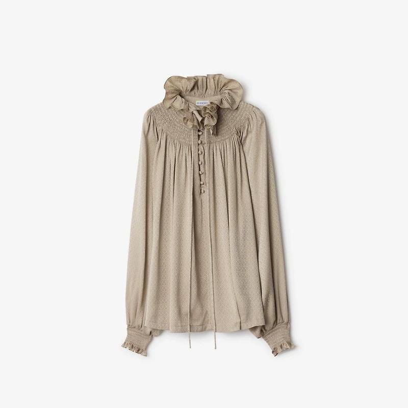 Geometric Silk Blouse in Taupe beige - Women | Burberry® Official