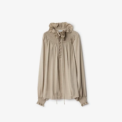 Geometric Silk Blouse in Taupe beige - Women | Burberry® Official