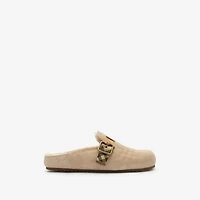 Check Shearling Urchin Clogs in Blonde beige - Women | Burberry® Official
