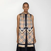 Check Knight Stamp Silk Scarf in Sand beige | Burberry® Official