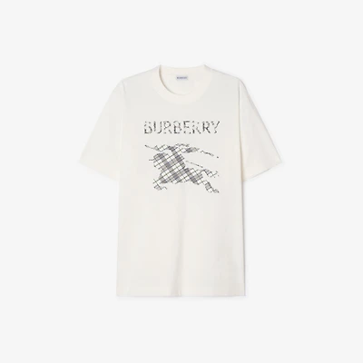 Knight Sketch Cotton T-shirt in Chalk white/peacock blue - Men | Burberry® Official