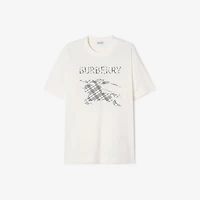 Knight Sketch Cotton T-shirt in Chalk white/peacock blue - Men | Burberry® Official
