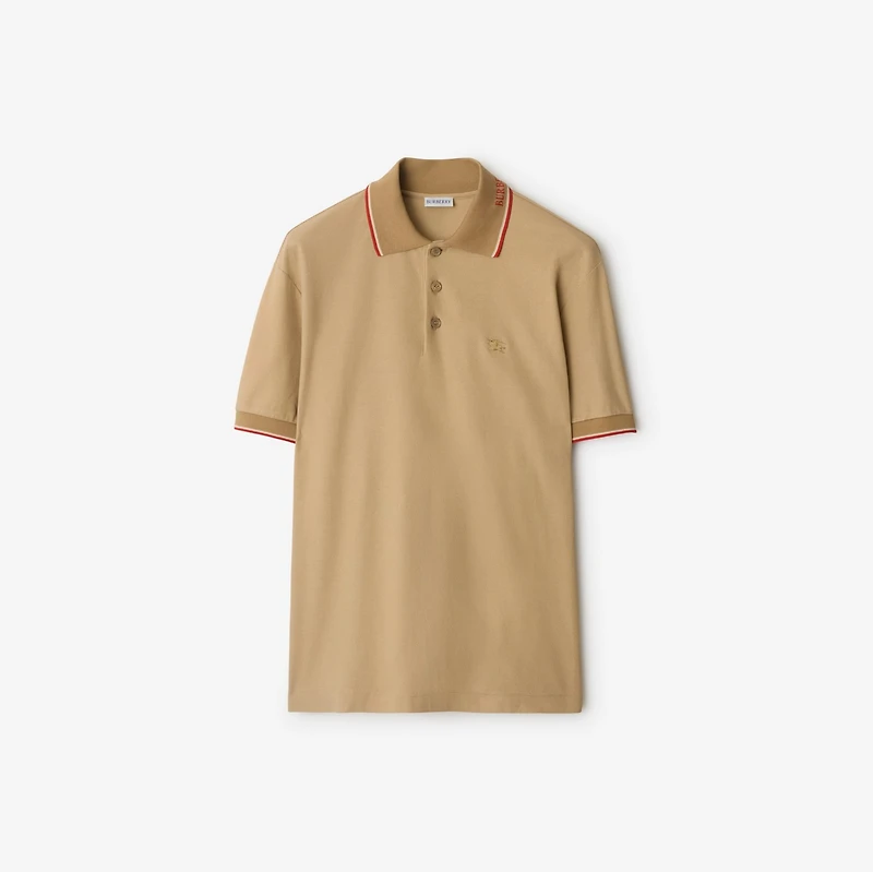 Logo Collar Cotton Polo Shirt in Flax beige - Men | Burberry® Official
