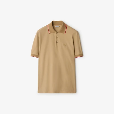 Logo Collar Cotton Polo Shirt in Flax beige - Men | Burberry® Official