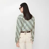 Relaxed Fit Check Cotton Shirt in Seafoam green - Women | Burberry® Official