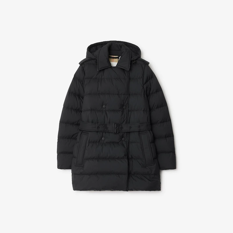 Short Nylon Hooded Puffer Coat in Black - Women | Burberry® Official