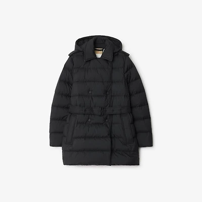 Short Nylon Hooded Puffer Coat in Black - Women | Burberry® Official