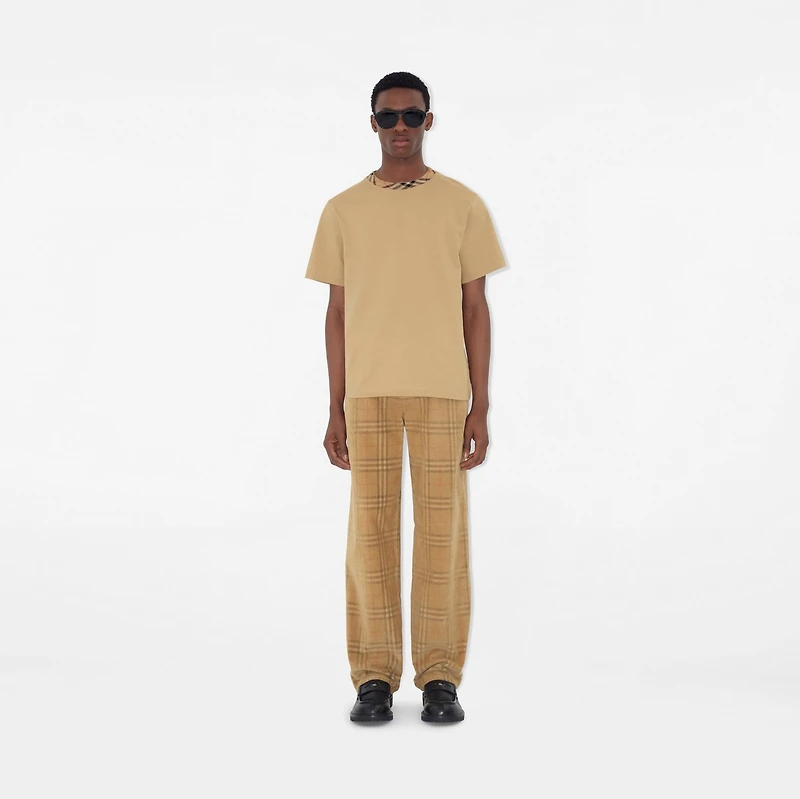 Check Corduroy Trousers in Sand - Men, Cotton | Burberry® Official