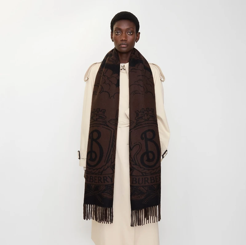 Wide Reversible Stormy Knight Scarf in Treacle | Burberry® Official
