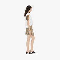 Check Sleeve Cotton T-shirt in
