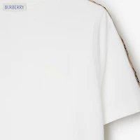 Check Trim Cotton T-shirt in White | Burberry® Official
