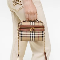 Mini Check Vanity Bag in Archive beige - Women, Cotton, Technical | Burberry® Official