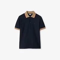 Logo Collar Cotton Polo Shirt in Navy - Men | Burberry® Official
